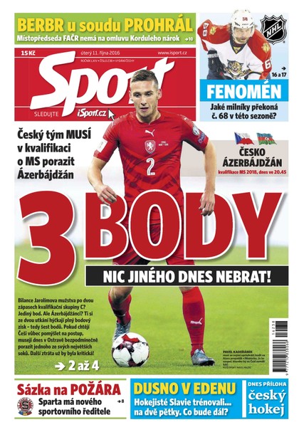 E-magazín Sport - 11.10.2016 - CZECH NEWS CENTER a. s.