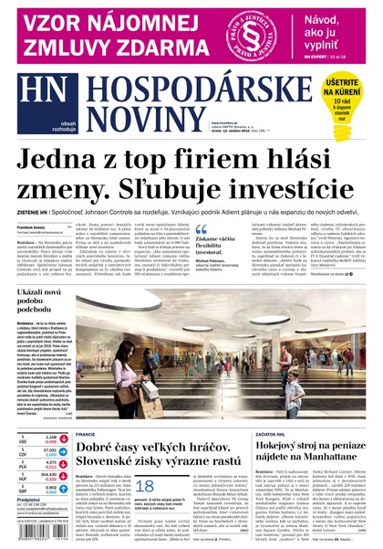 E-magazín Hospodárske noviny 12.10.2016 - MAFRA Slovakia, a.s.