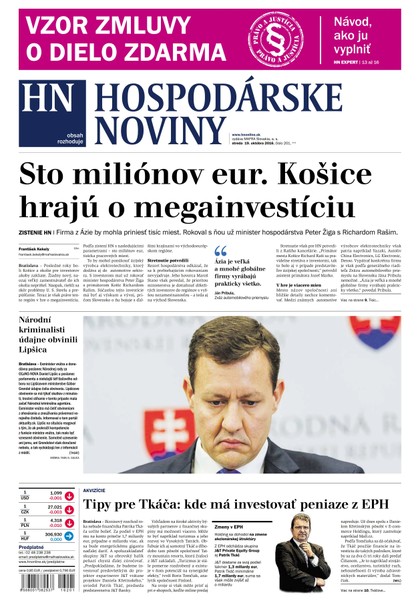 E-magazín Hospodárske noviny 19.10.2016 - MAFRA Slovakia, a.s.