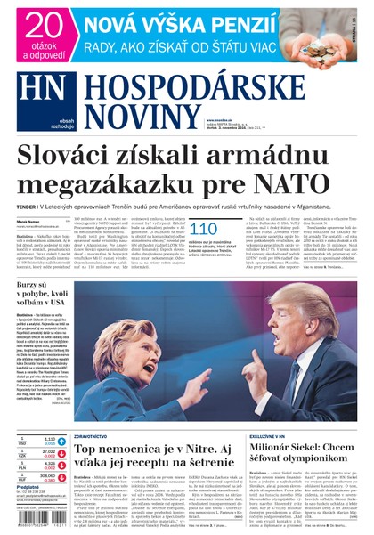 E-magazín Hospodárske noviny 03.11.2016 - MAFRA Slovakia, a.s.