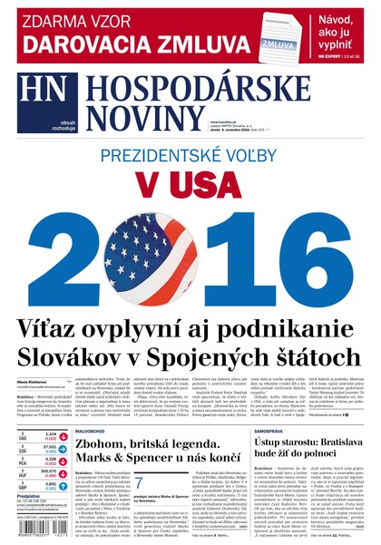 E-magazín Hospodárske noviny 09.11.2016 - MAFRA Slovakia, a.s.