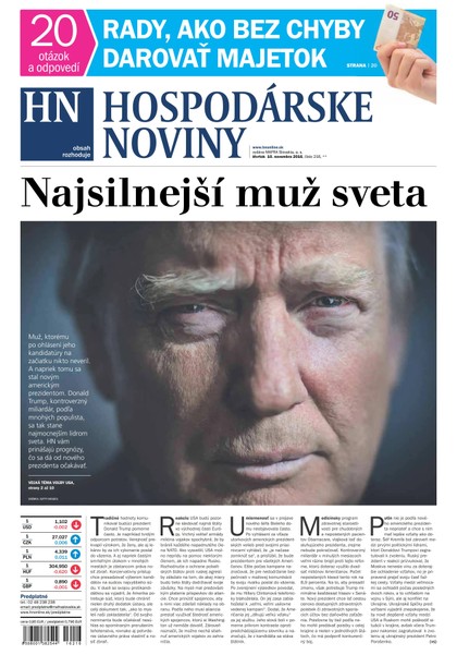 E-magazín Hospodárske noviny 10.11.2016 - MAFRA Slovakia, a.s.