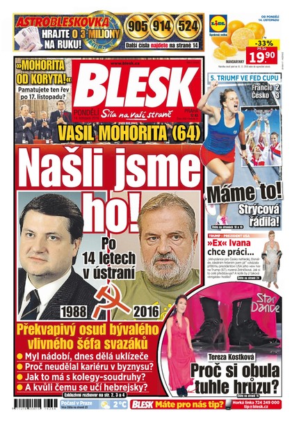 E-magazín Blesk - 14.11.2016 - CZECH NEWS CENTER a. s.