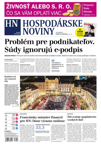 E-magazín Hospodárske noviny 21.11.2016 - MAFRA Slovakia, a.s.