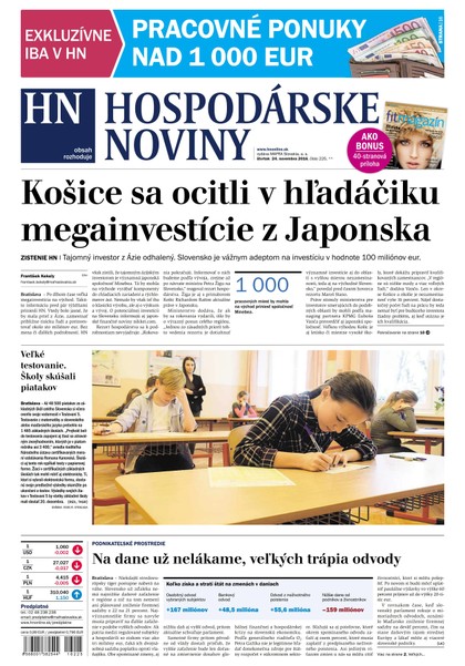 E-magazín Hospodárske noviny 24.11.2016 - MAFRA Slovakia, a.s.