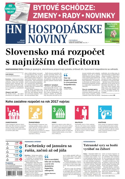 E-magazín Hospodárske noviny 30.11.2016 - MAFRA Slovakia, a.s.