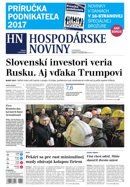 E-magazín Hospodárske noviny 19.12.2016 - MAFRA Slovakia, a.s.