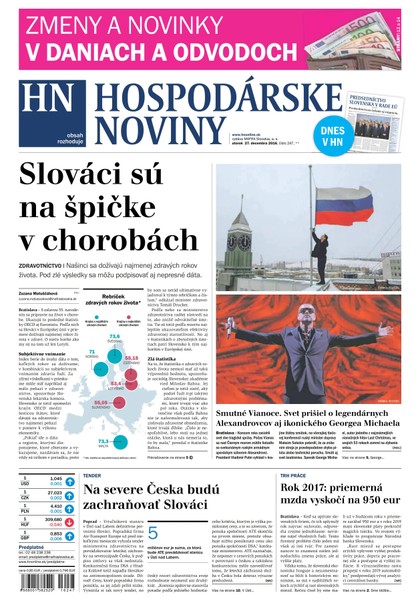 E-magazín Hospodárske noviny 27.12.2016 - MAFRA Slovakia, a.s.