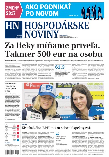 E-magazín Hospodárske noviny 28.12.2016 - MAFRA Slovakia, a.s.