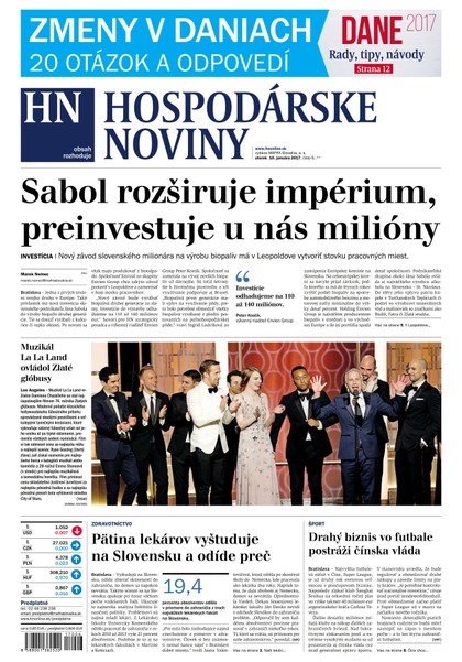 E-magazín Hospodárske noviny 10.01.2017 - MAFRA Slovakia, a.s.
