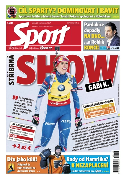 E-magazín Sport - 16.1.2017 - CZECH NEWS CENTER a. s.