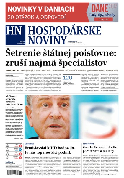 E-magazín Hospodárske noviny 31.01.2017 - MAFRA Slovakia, a.s.