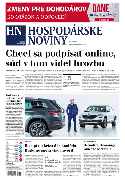E-magazín Hospodárske noviny 09.02.2017 - MAFRA Slovakia, a.s.