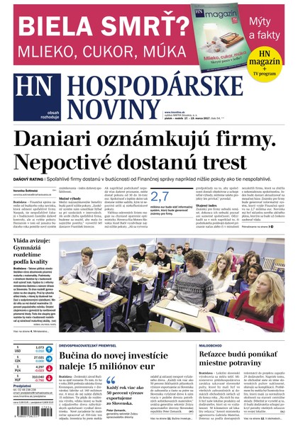 E-magazín Hospodárske noviny 17.03.2017 - MAFRA Slovakia, a.s.