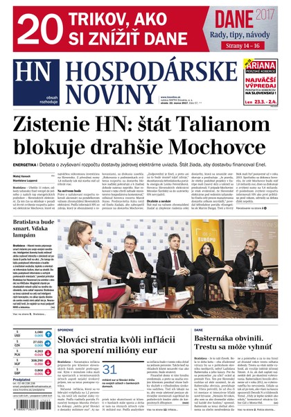 E-magazín Hospodárske noviny 22.03.2017 - MAFRA Slovakia, a.s.