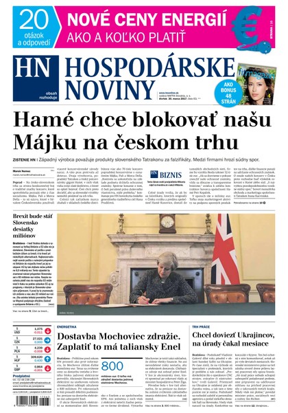 E-magazín Hospodárske noviny 30.03.2017 - MAFRA Slovakia, a.s.