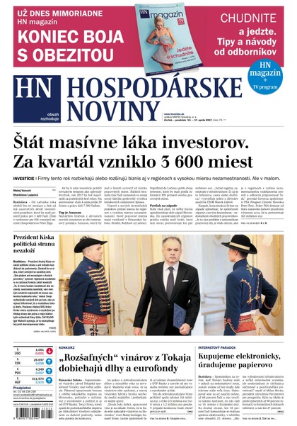 E-magazín Hospodárske noviny 13.04.2017 - MAFRA Slovakia, a.s.