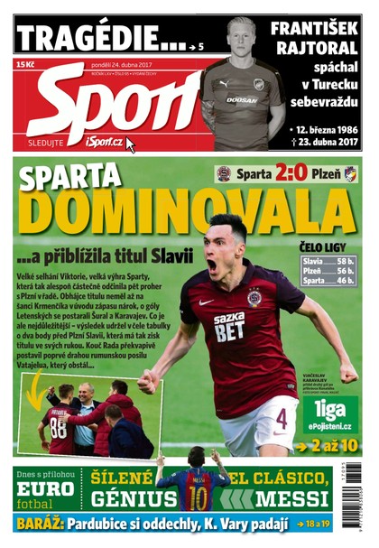 E-magazín Sport - 24.4.2017 - CZECH NEWS CENTER a. s.