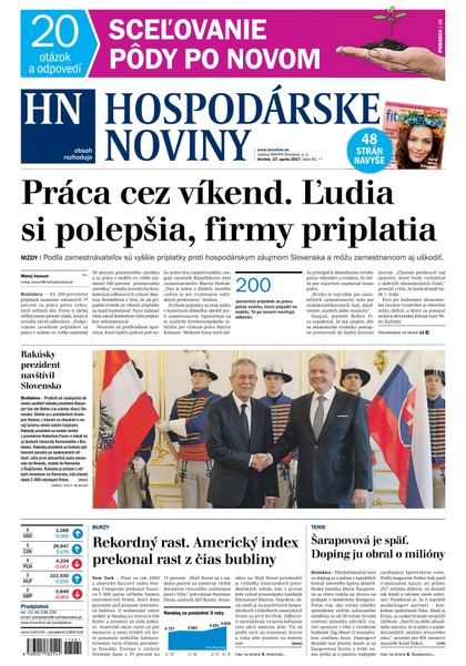 E-magazín Hospodárske noviny 27.04.2017 - MAFRA Slovakia, a.s.