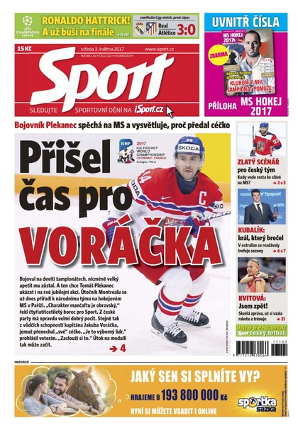 E-magazín Sport - 3.5.2017 - CZECH NEWS CENTER a. s.