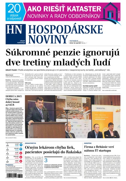 E-magazín Hospodárske noviny 18.05.2017 - MAFRA Slovakia, a.s.