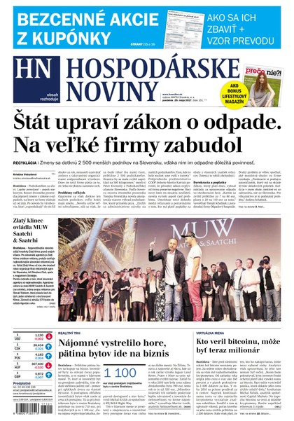 E-magazín Hospodárske noviny 29.05.2017 - MAFRA Slovakia, a.s.