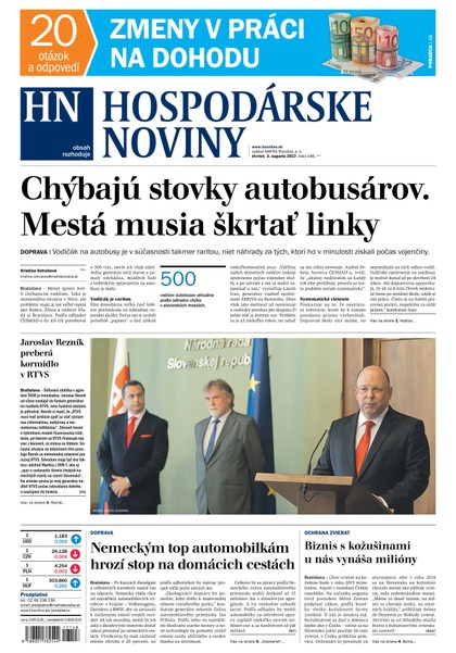 E-magazín Hospodárske noviny 03.08.2017 - MAFRA Slovakia, a.s.