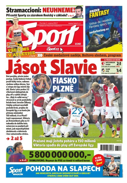E-magazín Sport - 3.8.2017 - CZECH NEWS CENTER a. s.