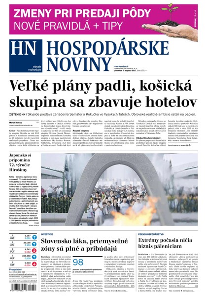 E-magazín Hospodárske noviny 07.08.2017 - MAFRA Slovakia, a.s.