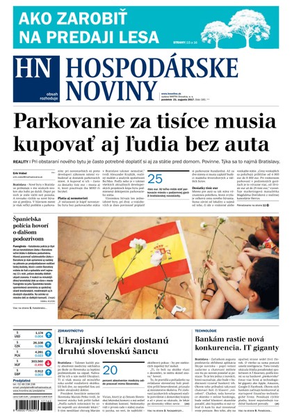 E-magazín Hospodárske noviny 21.08.2017 - MAFRA Slovakia, a.s.