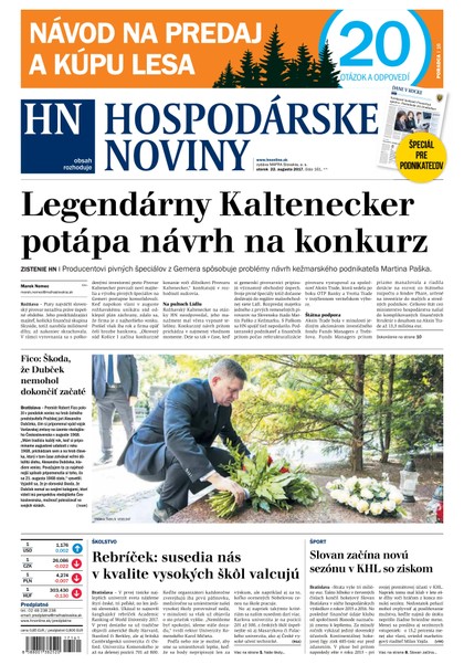 E-magazín Hospodárske noviny 22.08.2017 - MAFRA Slovakia, a.s.