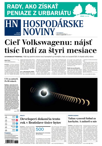 E-magazín Hospodárske noviny 23.08.2017 - MAFRA Slovakia, a.s.