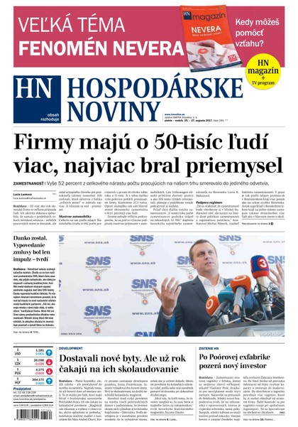 E-magazín Hospodárske noviny 25.08.2017 - MAFRA Slovakia, a.s.