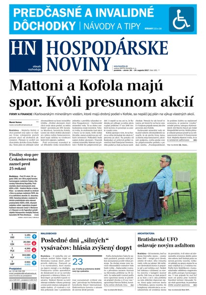 E-magazín Hospodárske noviny 28.08.2017 - MAFRA Slovakia, a.s.
