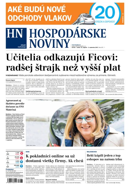 E-magazín Hospodárske noviny 31.08.2017 - MAFRA Slovakia, a.s.