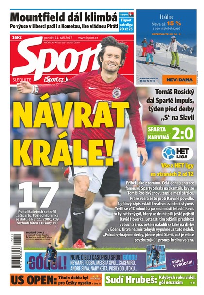E-magazín Sport - 11.9.2017 - CZECH NEWS CENTER a. s.