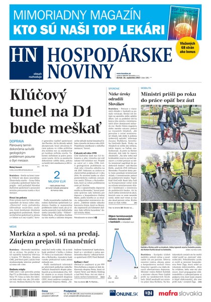 E-magazín Hospodárske noviny 21.09.2017 - MAFRA Slovakia, a.s.