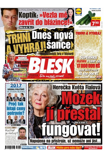 E-magazín Blesk - 21.9.2017 - CZECH NEWS CENTER a. s.