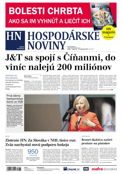 E-magazín Hospodárske noviny 22.09.2017 - MAFRA Slovakia, a.s.