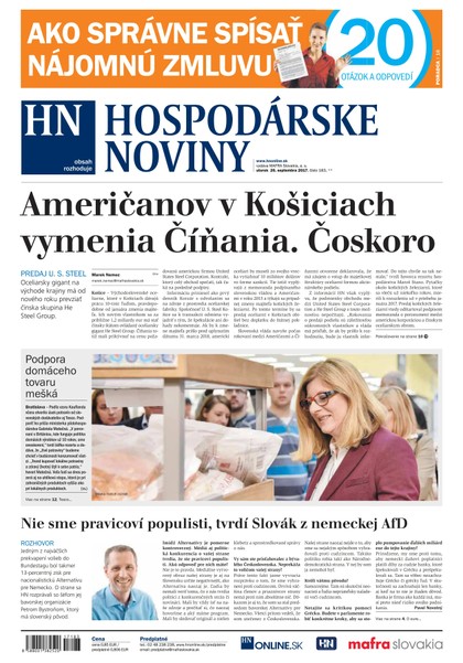 E-magazín Hospodárske noviny 26.09.2017 - MAFRA Slovakia, a.s.
