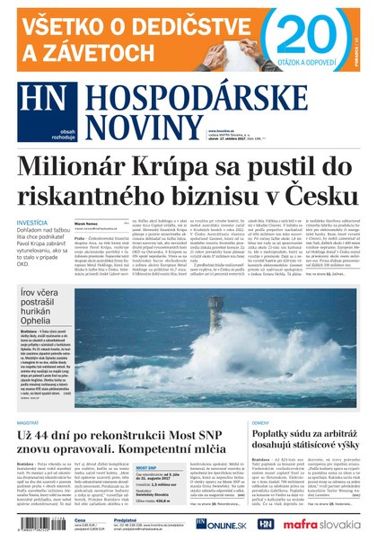 E-magazín Hospodárske noviny 17.10.2017 - MAFRA Slovakia, a.s.