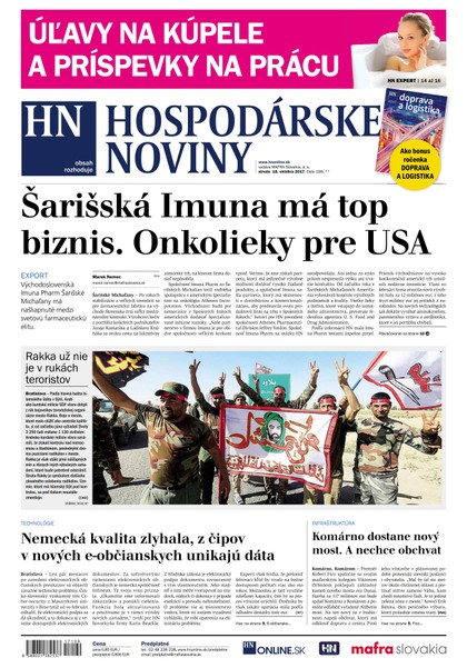 E-magazín Hospodárske noviny 18.10.2017 - MAFRA Slovakia, a.s.