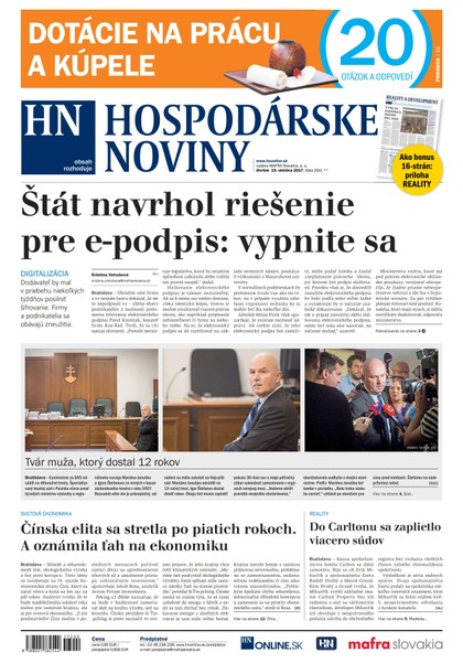 E-magazín Hospodárske noviny 19.10.2017 - MAFRA Slovakia, a.s.