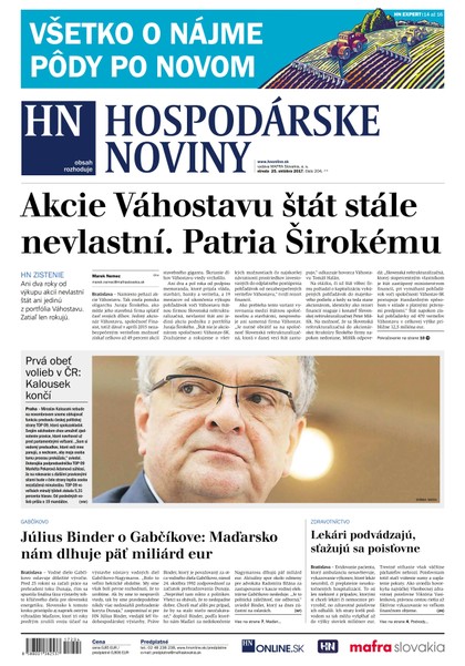 E-magazín Hosoodárske noviny 25.10.2017 - MAFRA Slovakia, a.s.
