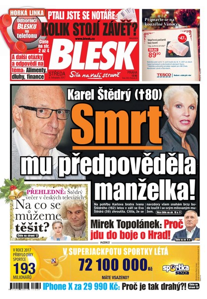 E-magazín Blesk - 8.11.2017 - CZECH NEWS CENTER a. s.