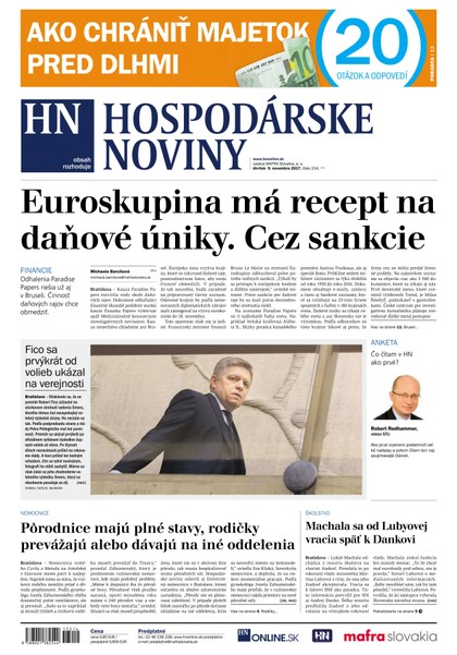 E-magazín Hospodárske noviny 09.11.2017 - MAFRA Slovakia, a.s.