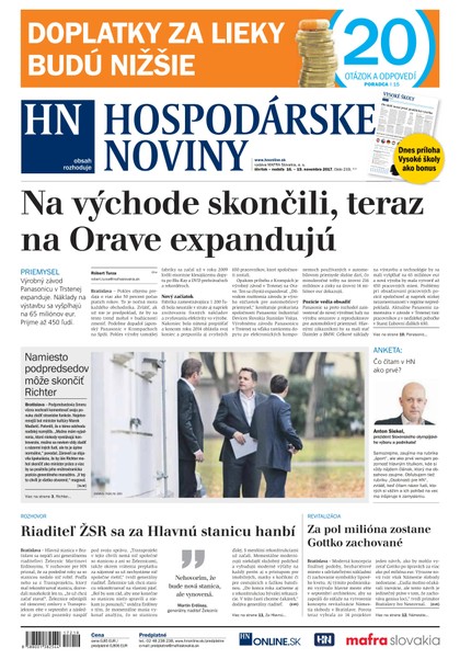 E-magazín Hospodárske noviny 16.11.2017 - MAFRA Slovakia, a.s.