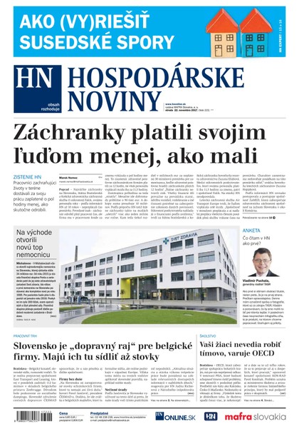 E-magazín Hospodárske noviny 22.11.2017 - MAFRA Slovakia, a.s.