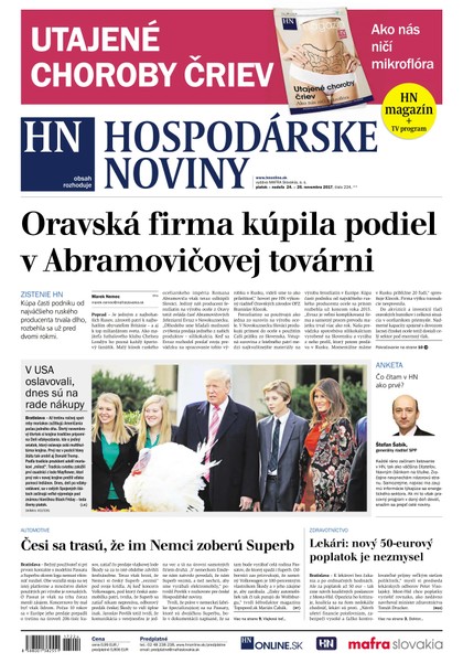 E-magazín Hospodárske noviny 24.11.2017 - MAFRA Slovakia, a.s.