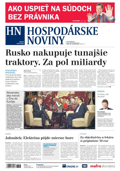 E-magazín Hospodárske noviny 29.11.2017 - MAFRA Slovakia, a.s.